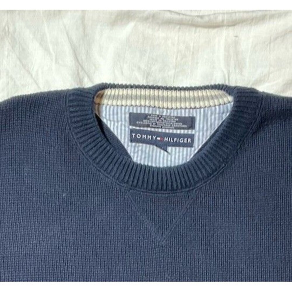 Tommy Hilfiger Men’s Navy Crest Logo Cotton Crewneck Sweater XXLT - Picture 3 of 5